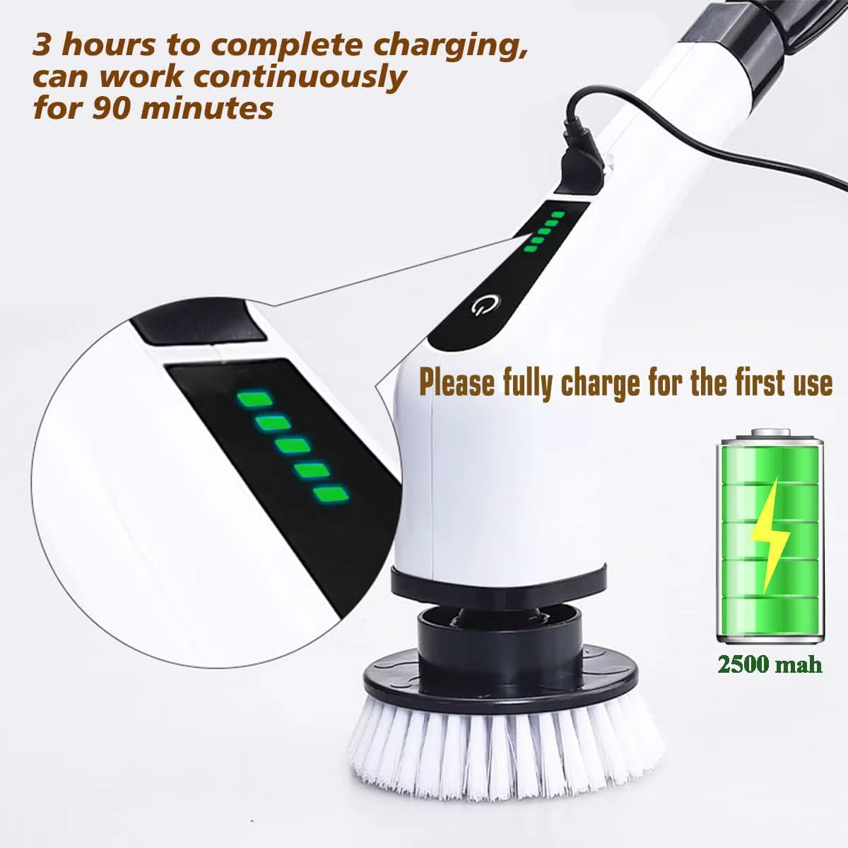 Revolutionize Your Cleaning Routine with the Cordless Electric Spin Scrubber - Perfect for Kitchen, Bathroom, and More!