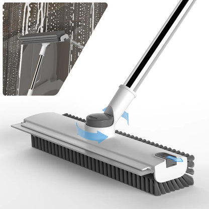 Transform Your Cleaning Routine with the GLUMZRK 3-in-1 Rotating Long-Handled Floor Scrub Brush—Adjustable Stainless Steel Handle and Silicone Squeegee for Effortless Multi-Surface Cleaning