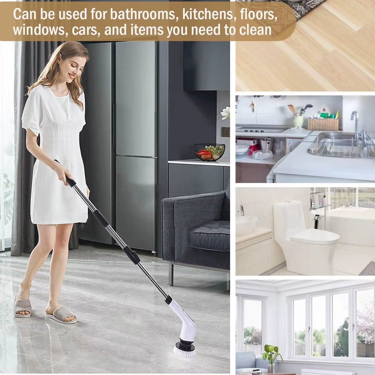 Revolutionize Your Cleaning Routine with the Cordless Electric Spin Scrubber - Perfect for Kitchen, Bathroom, and More!