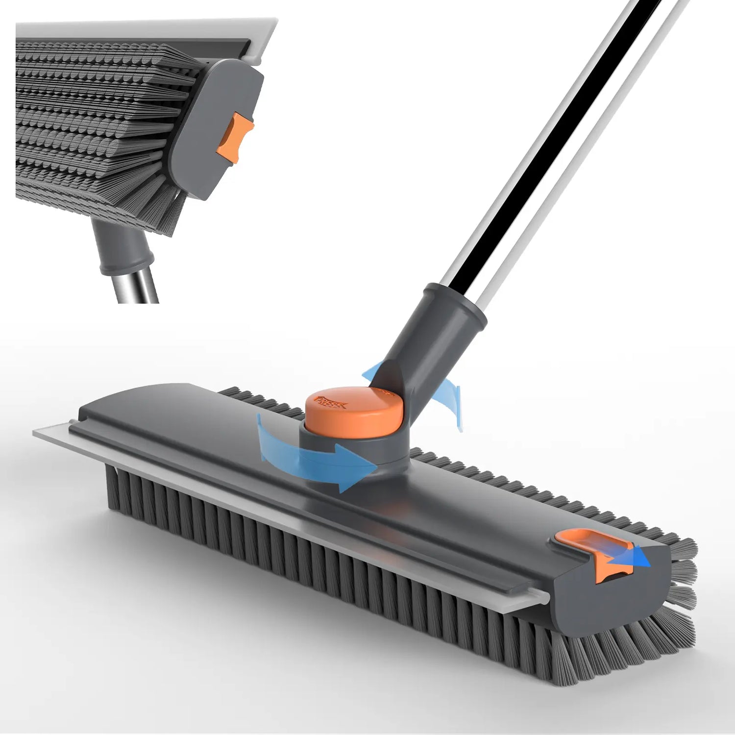 Transform Your Cleaning Routine with the GLUMZRK 3-in-1 Rotating Long-Handled Floor Scrub Brush—Adjustable Stainless Steel Handle and Silicone Squeegee for Effortless Multi-Surface Cleaning
