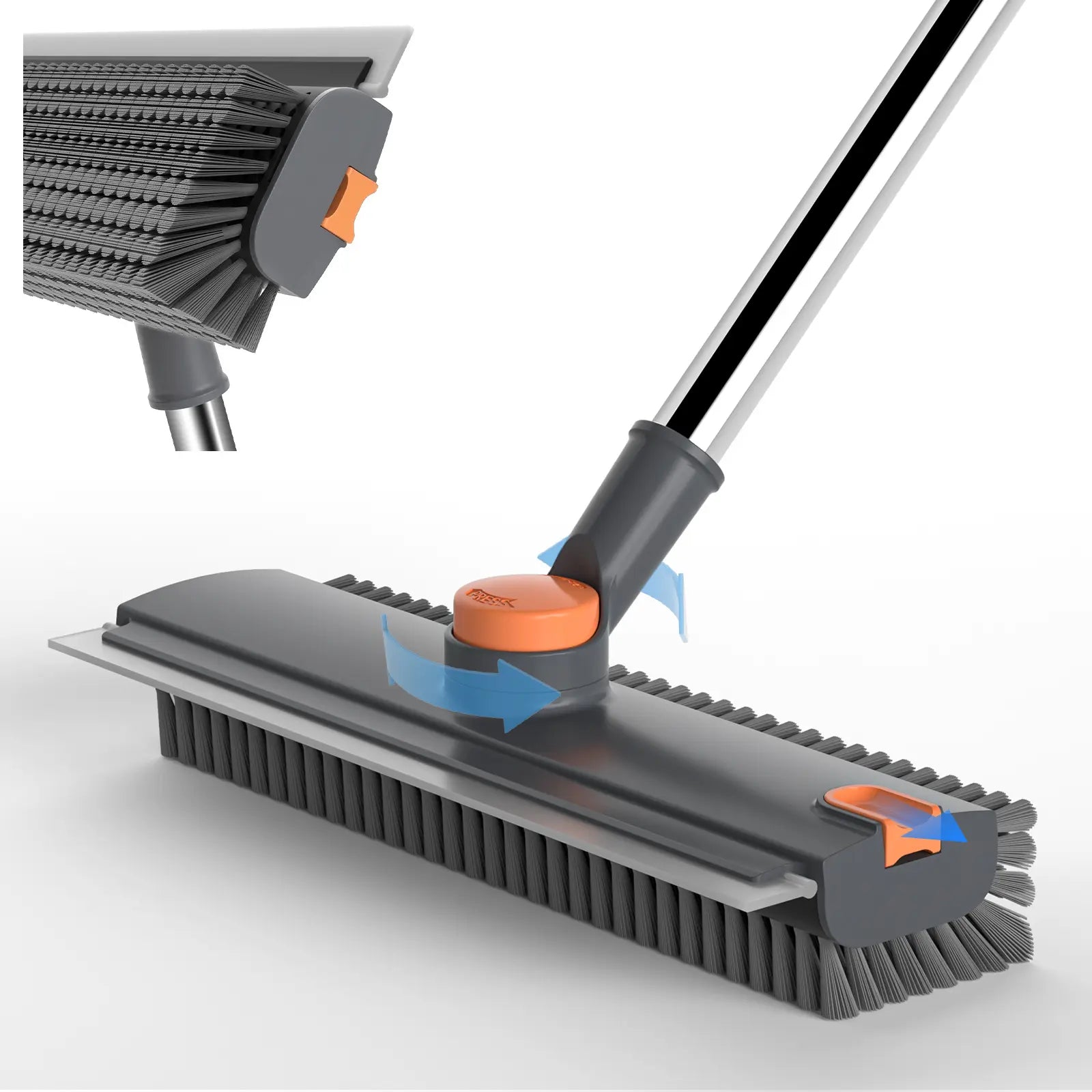 Transform Your Cleaning Routine with the GLUMZRK 3-in-1 Rotating Long-Handled Floor Scrub Brush—Adjustable Stainless Steel Handle and Silicone Squeegee for Effortless Multi-Surface Cleaning