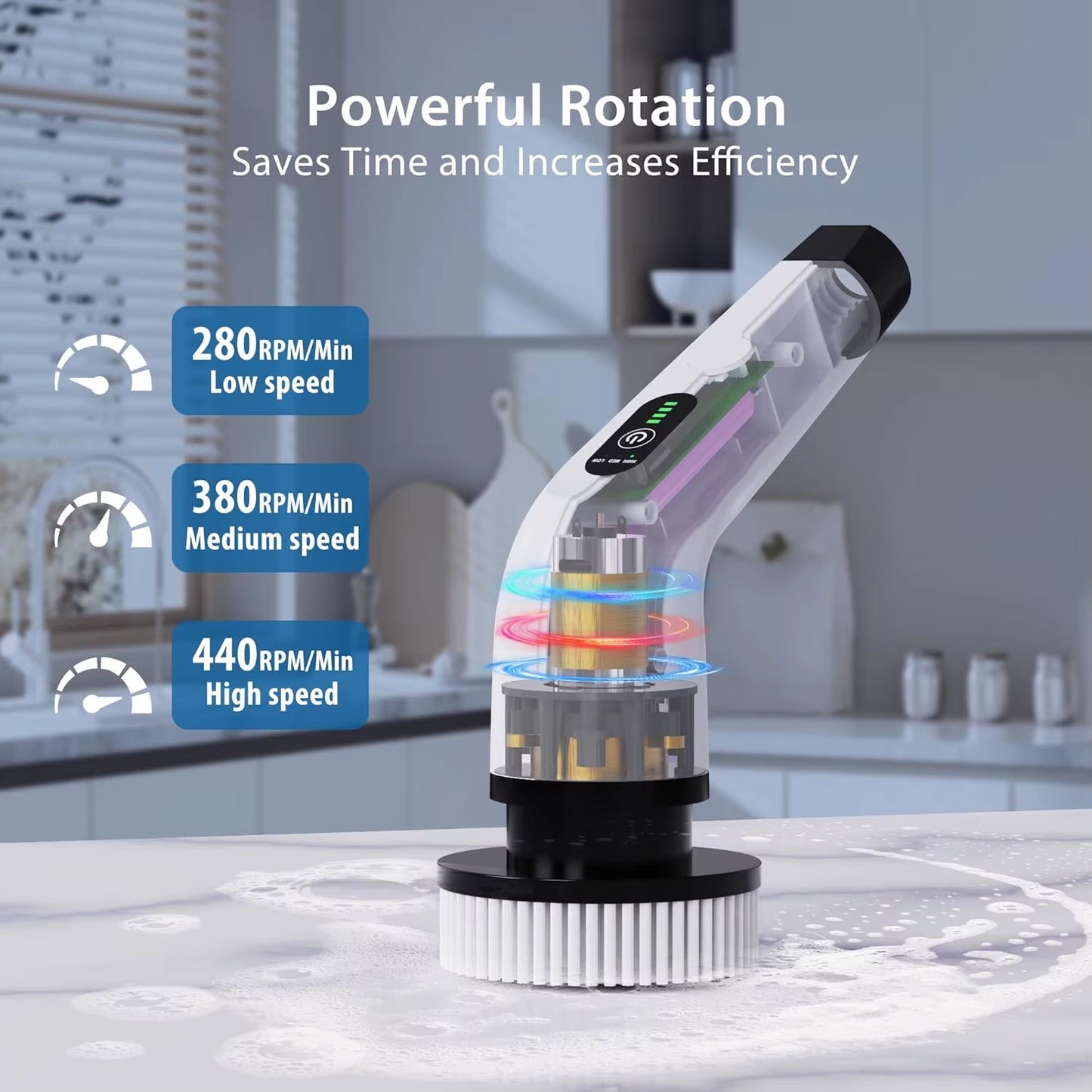 Revolutionize Your Cleaning Routine with the Cordless Electric Spin Scrubber - Perfect for Kitchen, Bathroom, and More!